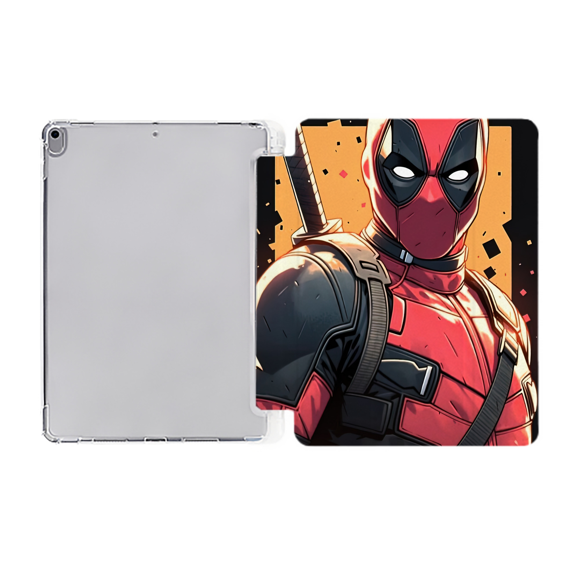 （画像用） Deadpool デッドプール IPad ケース ペン収納付き 三つ折りスタンド PUレザー×シリコン 対応機種9.5/10.5/10.9インチ